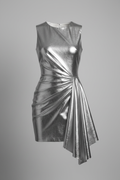 Sleeveless Metallic Silver Mini Dress
