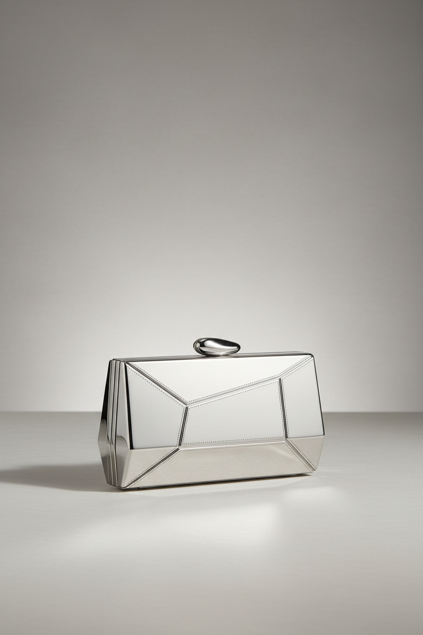 Silver Metallic Clutch Purse